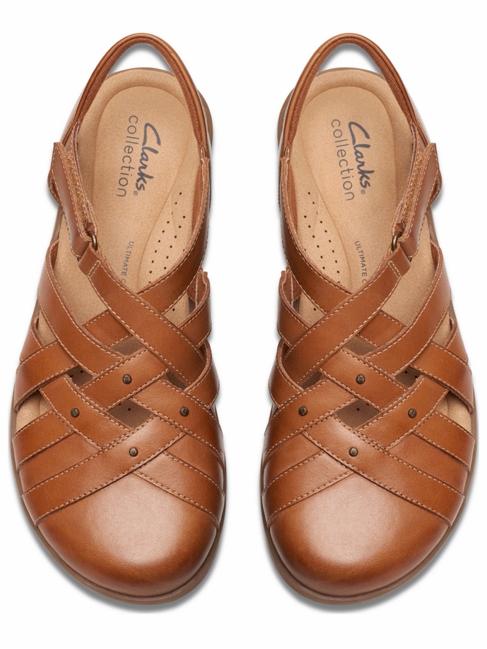 Clarks Brown Leather Woven Slingback Sandals